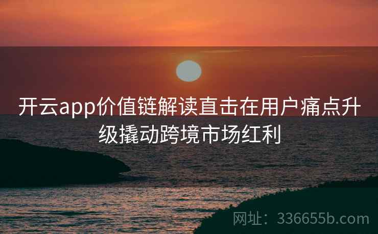 开云app价值链解读直击在用户痛点升级撬动跨境市场红利