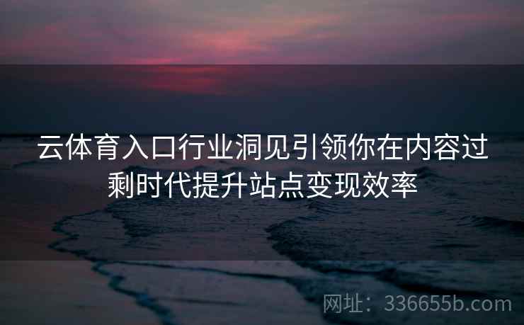 云体育入口行业洞见引领你在内容过剩时代提升站点变现效率