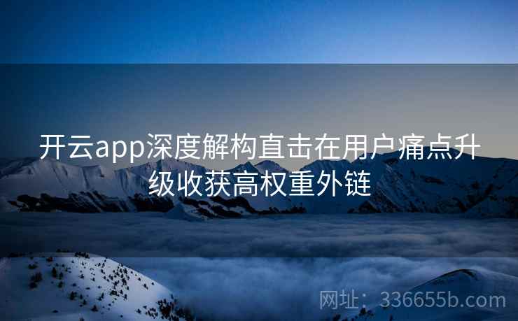 开云app深度解构直击在用户痛点升级收获高权重外链